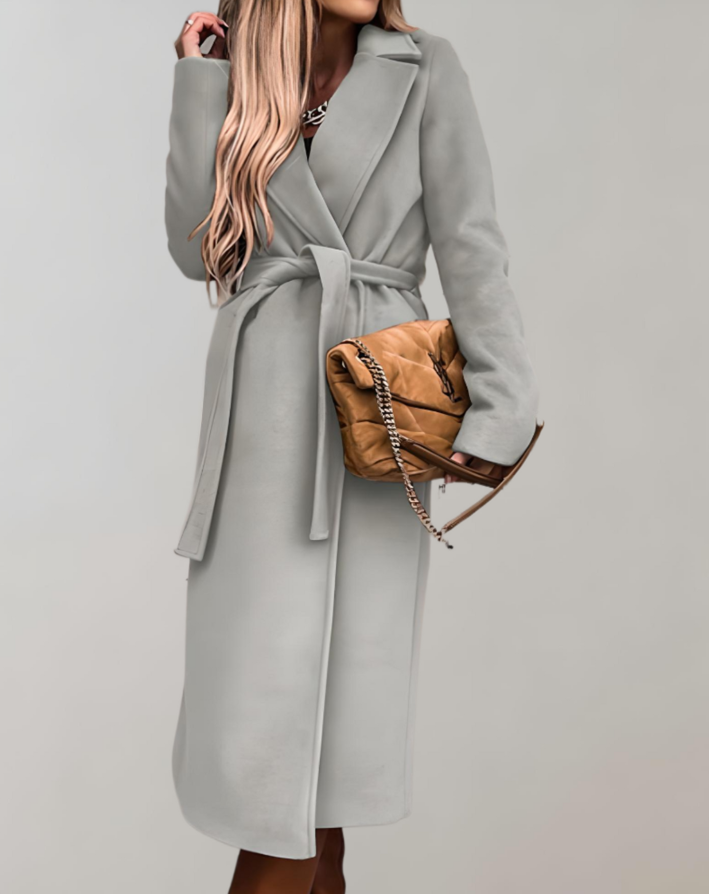 Long Autumn Jacket for Women with Belted Jacket