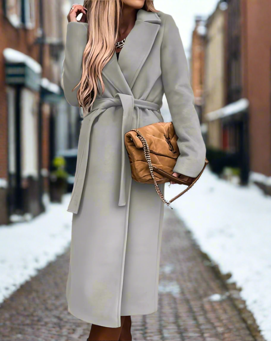 WW | chicer langer Kleid mit Gürtel - weich, leicht und elegant für Frauen