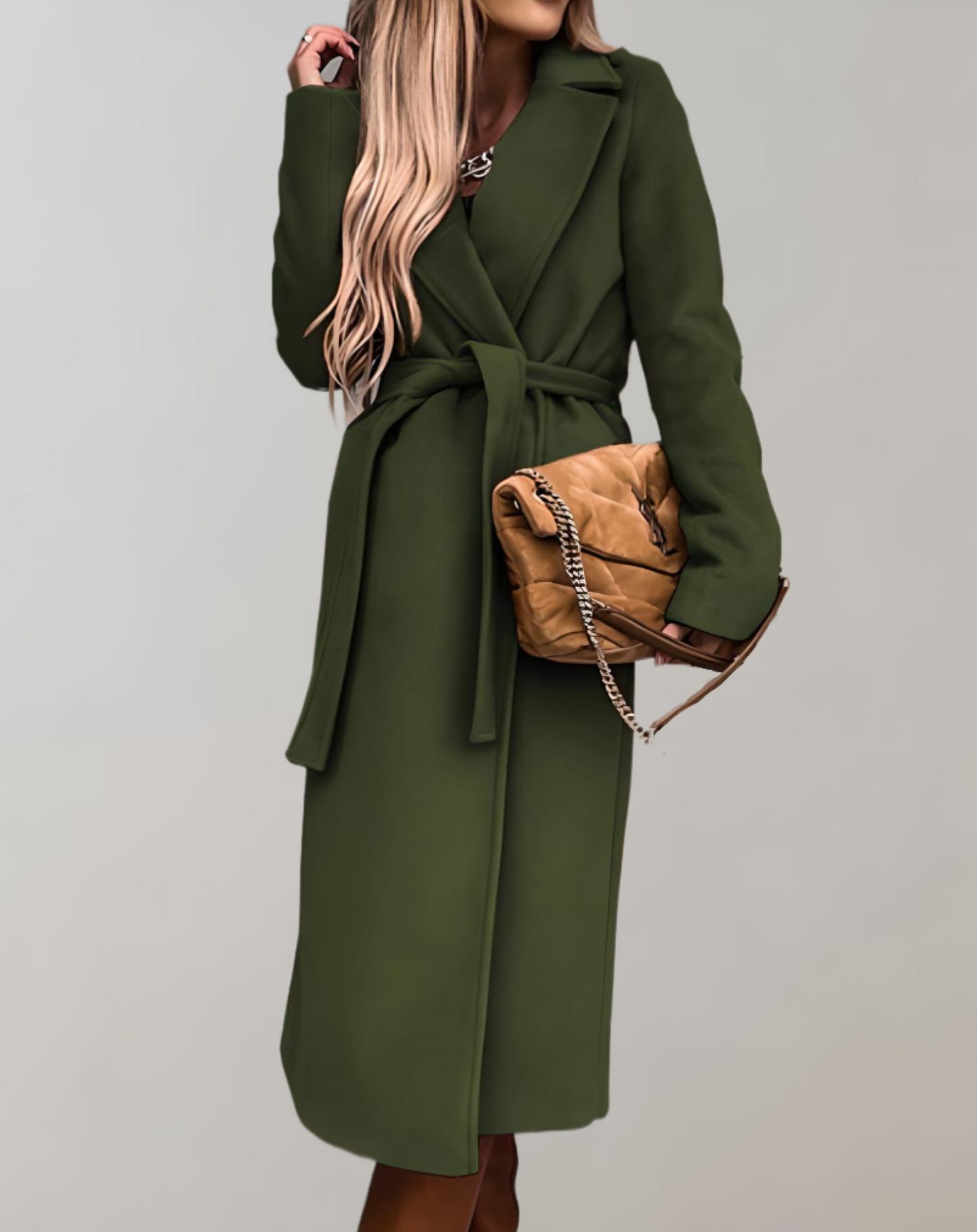 Long Autumn Jacket for Women with Belted Jacket