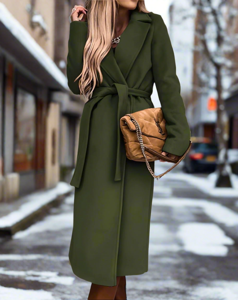 WW | chicer langer Kleid mit Gürtel - weich, leicht und elegant für Frauen