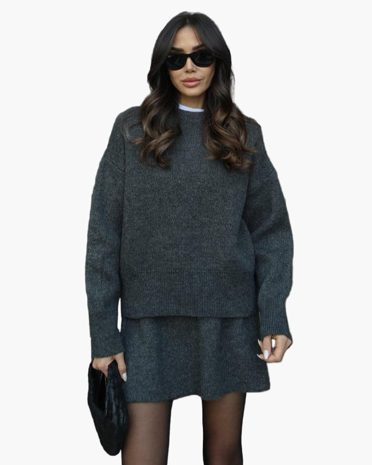 WW | Knitting Set with Pullover and Miniskirt - Fashionable Autumn Winter Look, Casual & Elegant