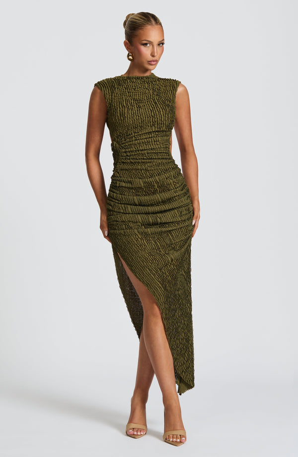 Saraya | Asymmetrical Textured Midi Dress