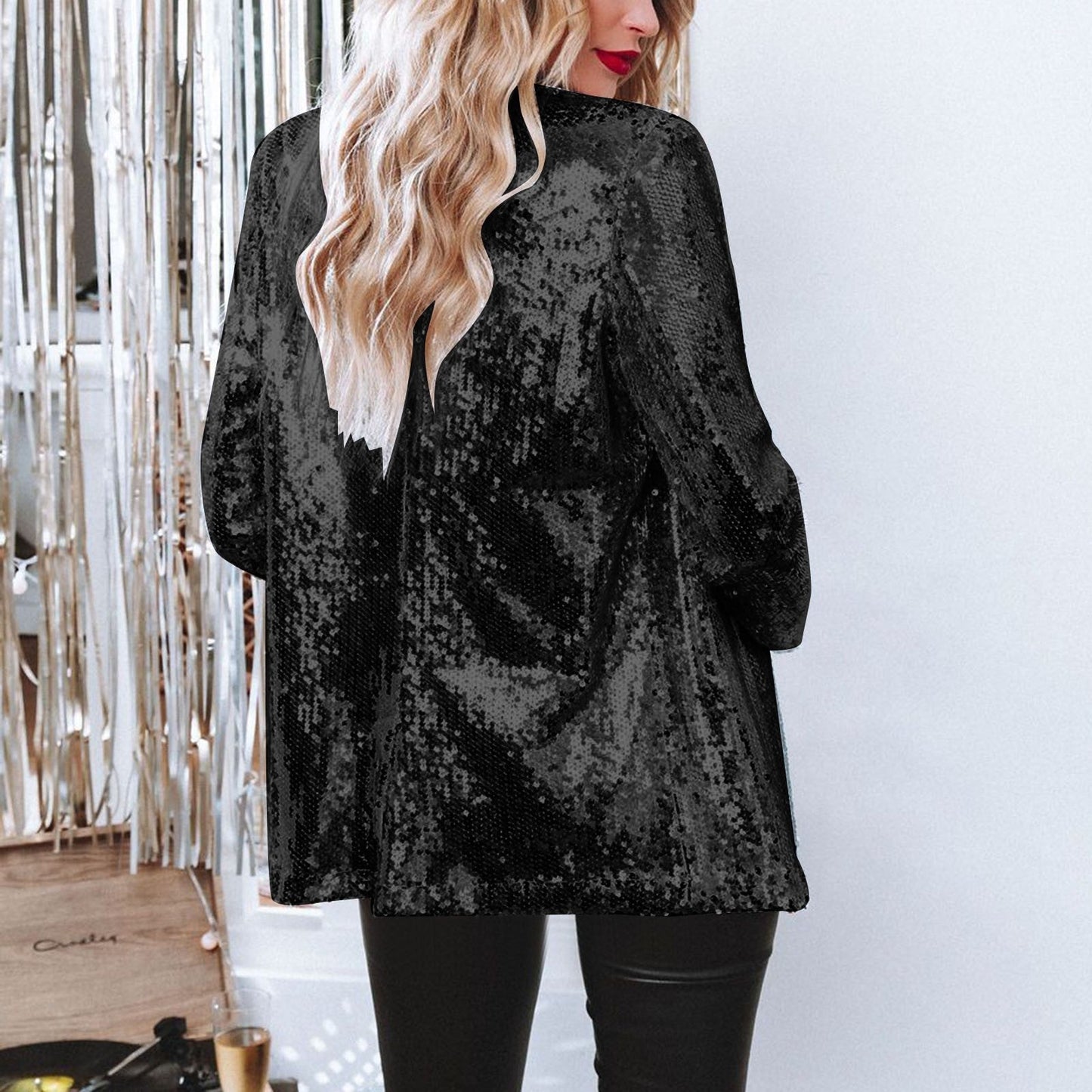 WW | Stilvolle Winter Schicke Glitzer Blazer Für Frauen