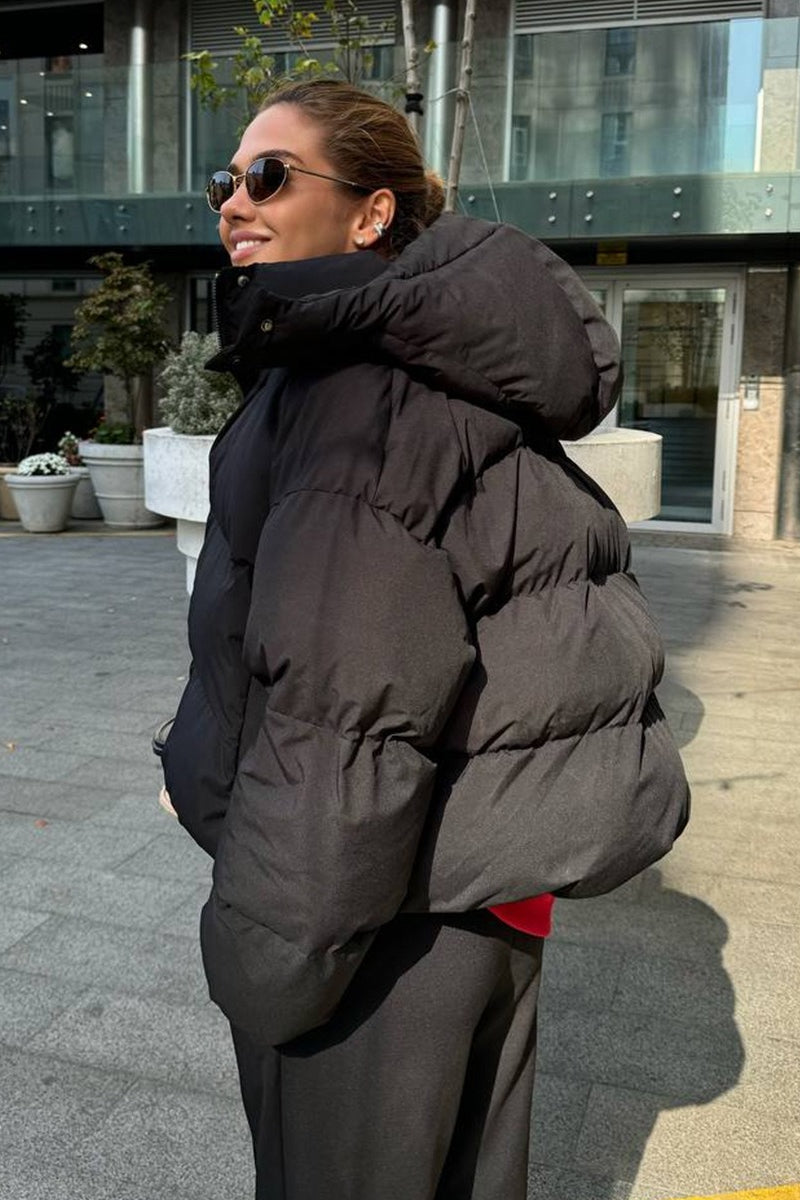 WW | Passform Gekürzte Kapuzenpuffjacke