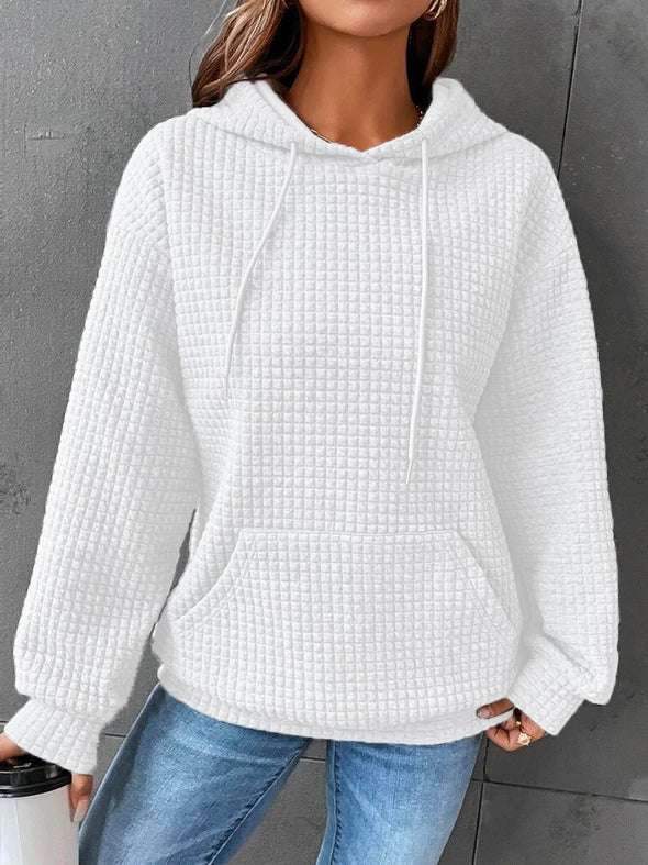 WW | Waffelstrick Hoodie Damen - lässiger Oversized Pullover