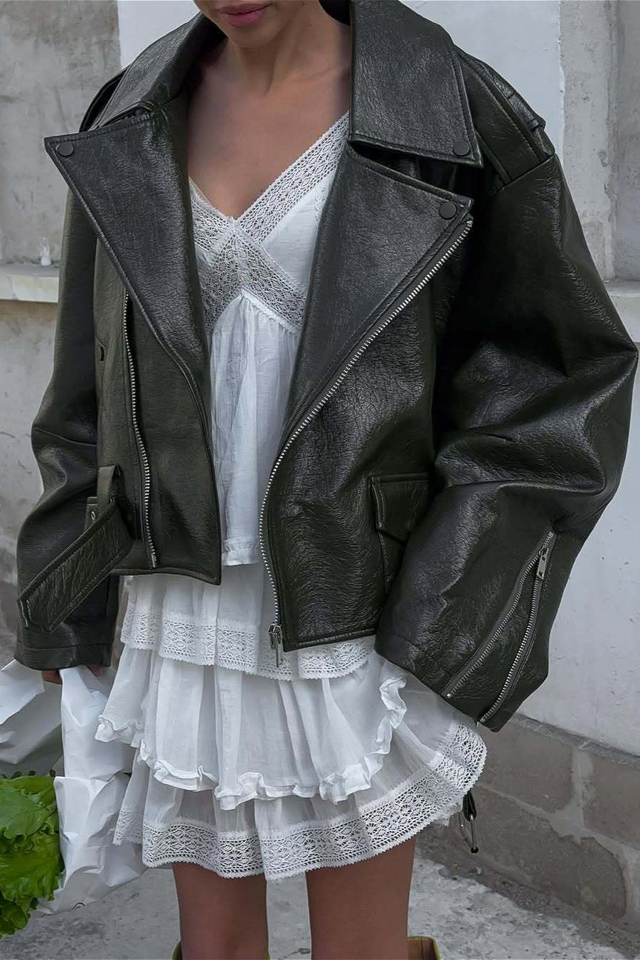 WW | Up Green Leather Motorcycle Jacket