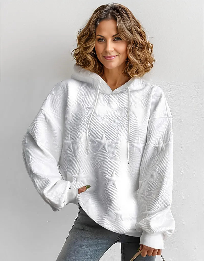 WW | Einfarbiges weißes Sweatshirt mit langen Ärmeln