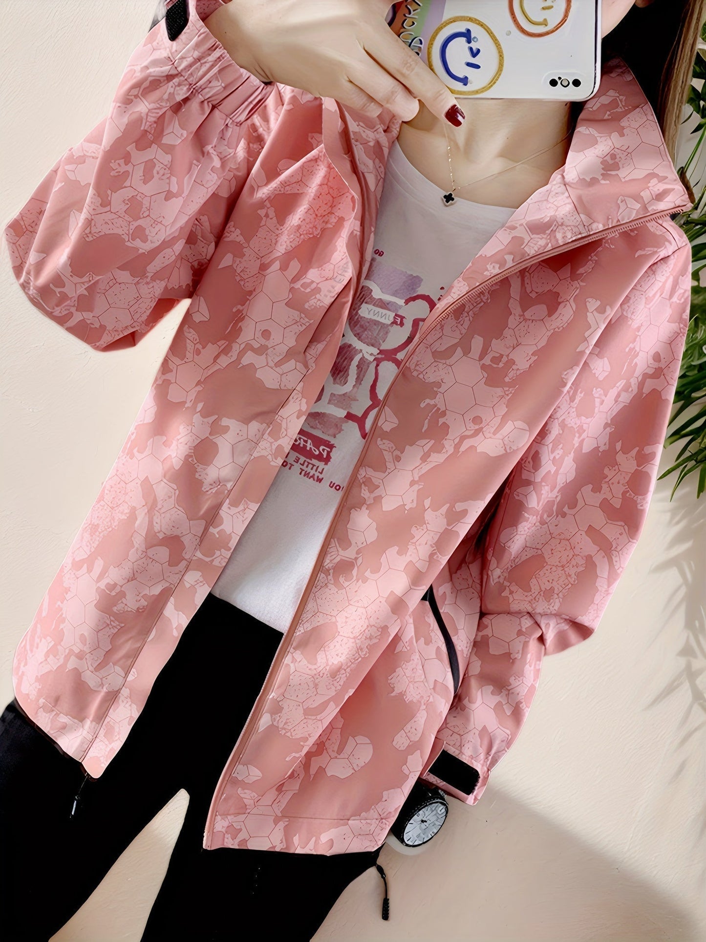 WW | Windproof Women's Jacket in Camouflage Pattern for Outdoor Sports