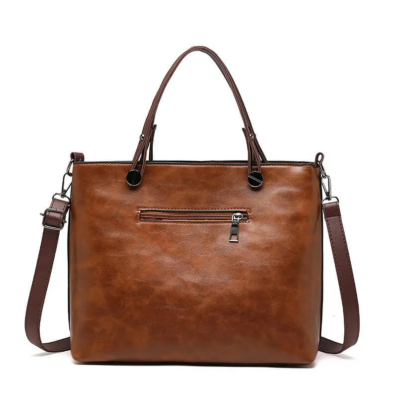 WW | Strukturierte Lederhandtasche mit zwei Fächern für Damen