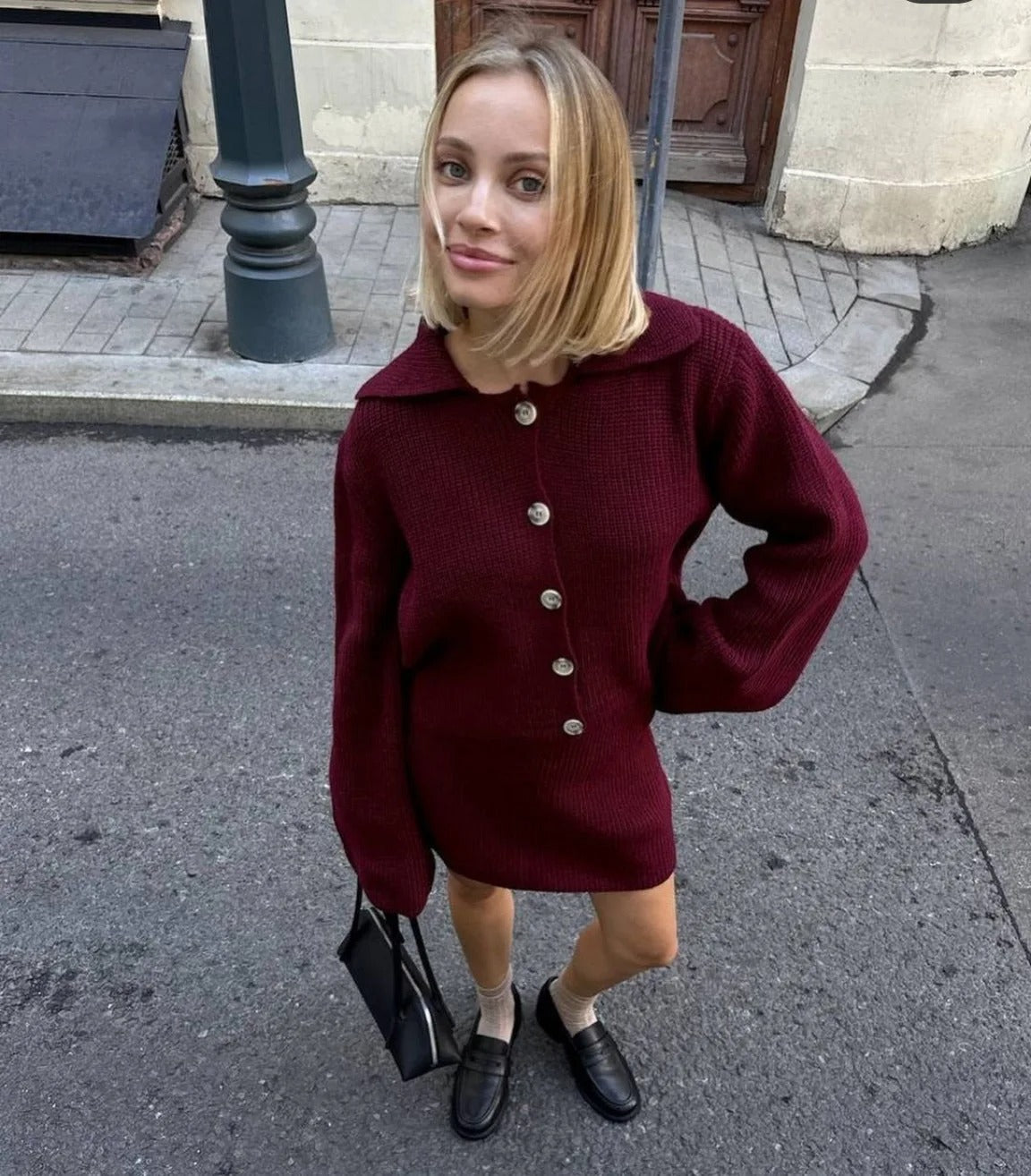WW | Cozy knit cardigan and casual mini skirt set