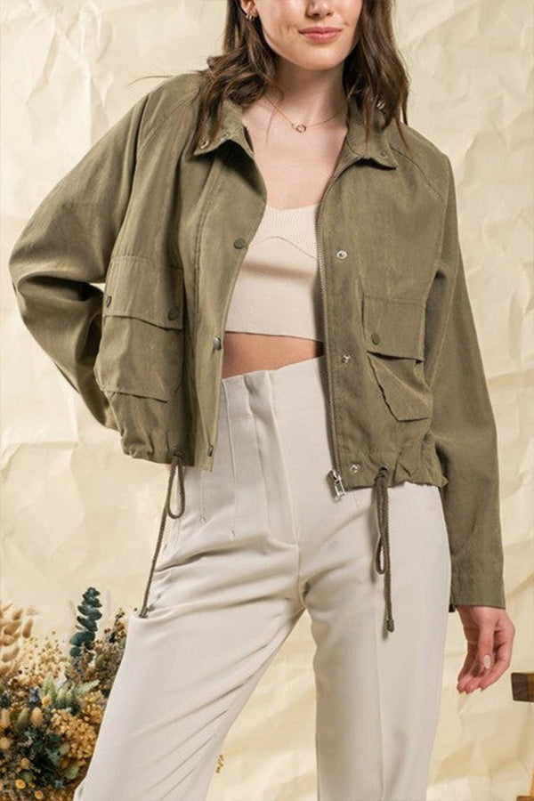 WW | kariert Revers Mehrknopf-Zwei-Taschen-Midi-Jacke
