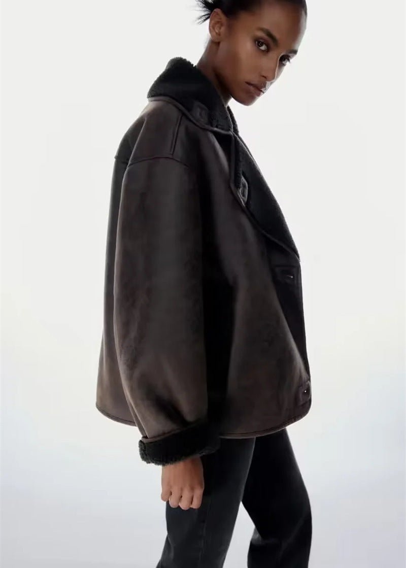 WW | Stil Doppeltseitige Kunstlederjacke
