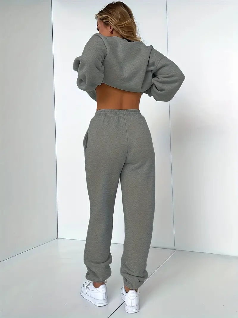 WW Jogginganzug | Lässig weicher 2-teiliger Damenanzug mit Pullover und passender Hose