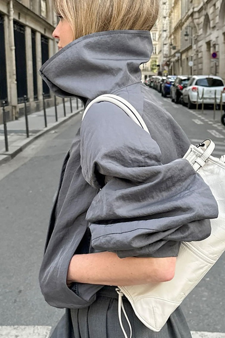 WW | Graue Hohe Kragenjacke