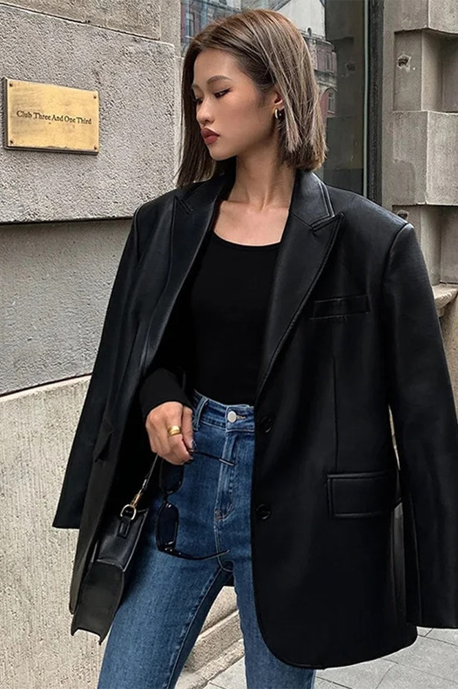 WW | PU Leather Blazer Jacket