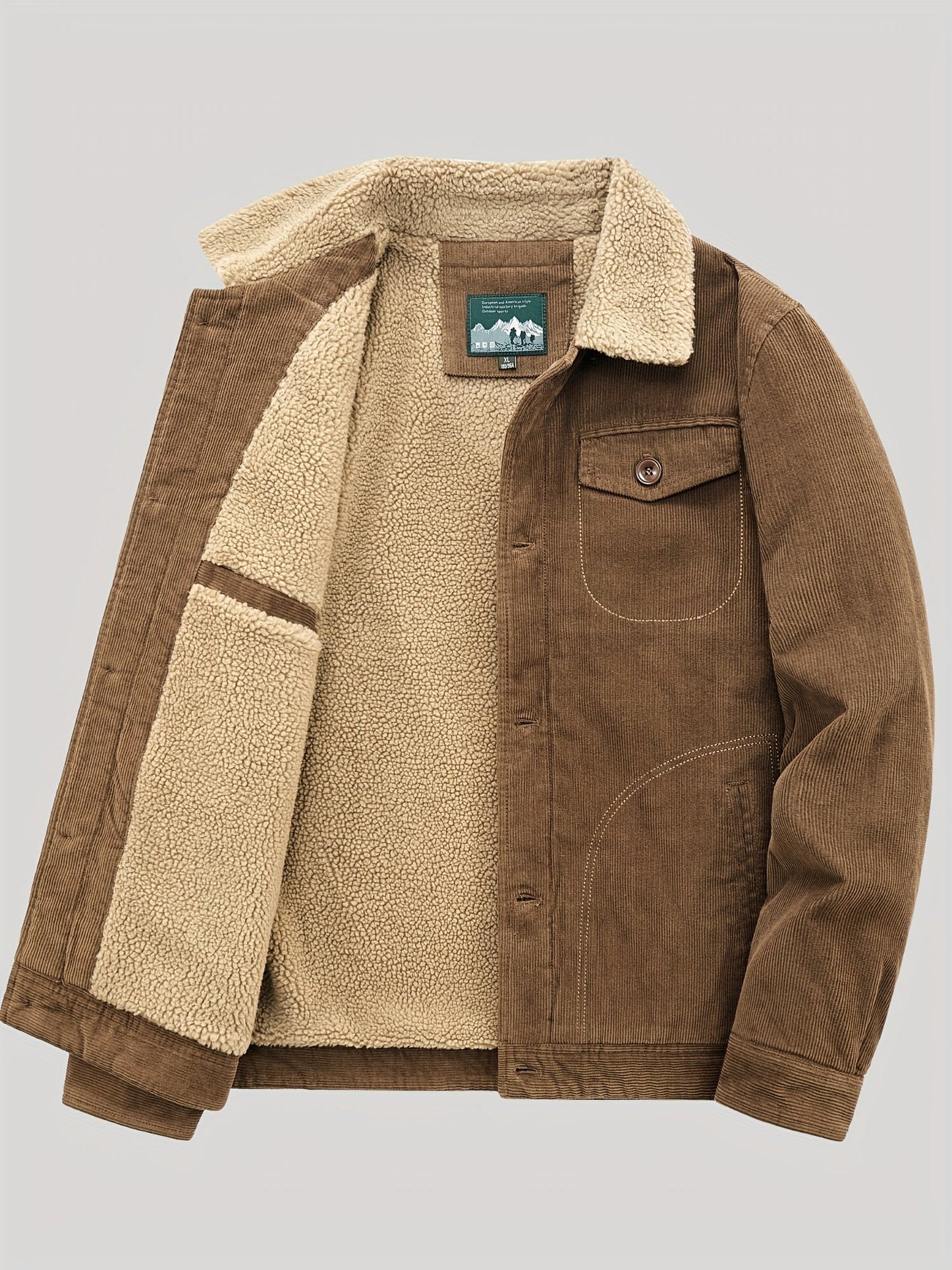 WW | Fleece Button Outdoor Jacket Lightweight With Chest Pocket For Men - Perfect For Outdoor Activities