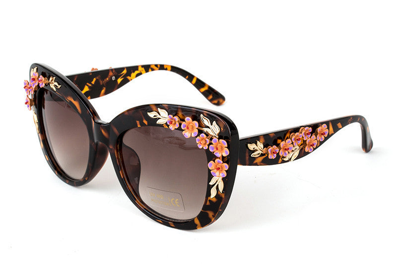 WW | Exquisite Damen Sonnenbrille Mit Blumenmuster