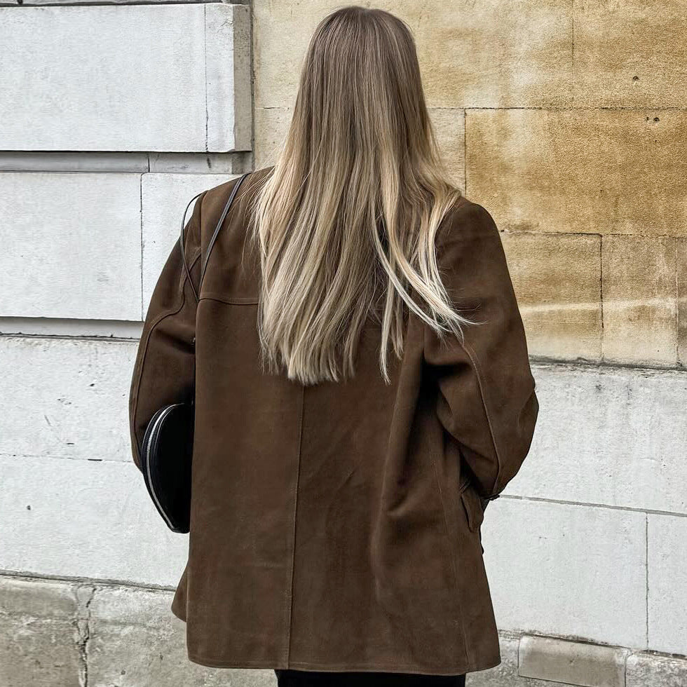WW | Brown Suede-Look Jacket Elegance and Comfort for Cooler Days