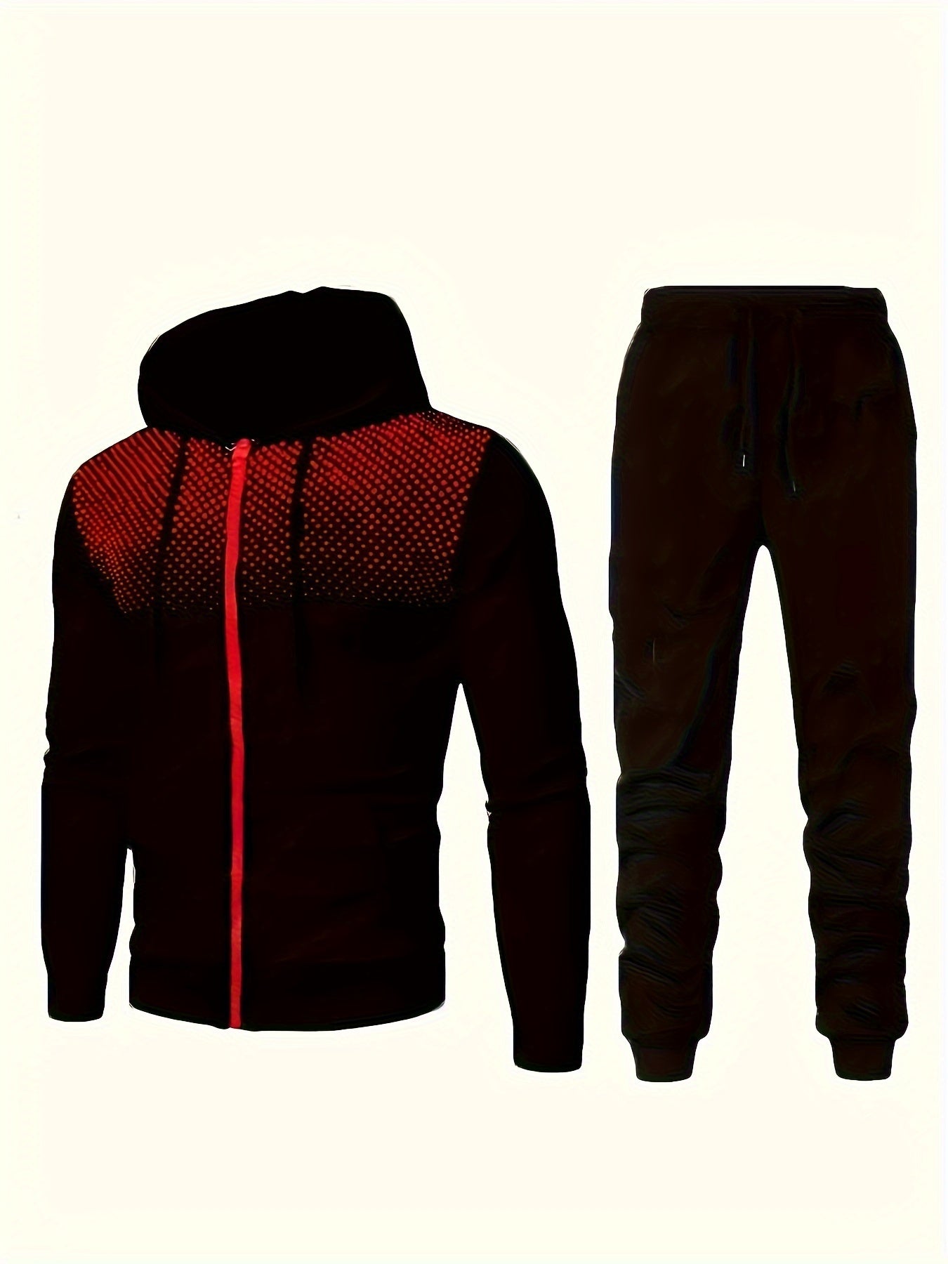 WW | Fleece Sweatshirt Tracksuit with Hooded Long Sleeve and Drawstring Trousers for Men - Perfect for Leisure Activities