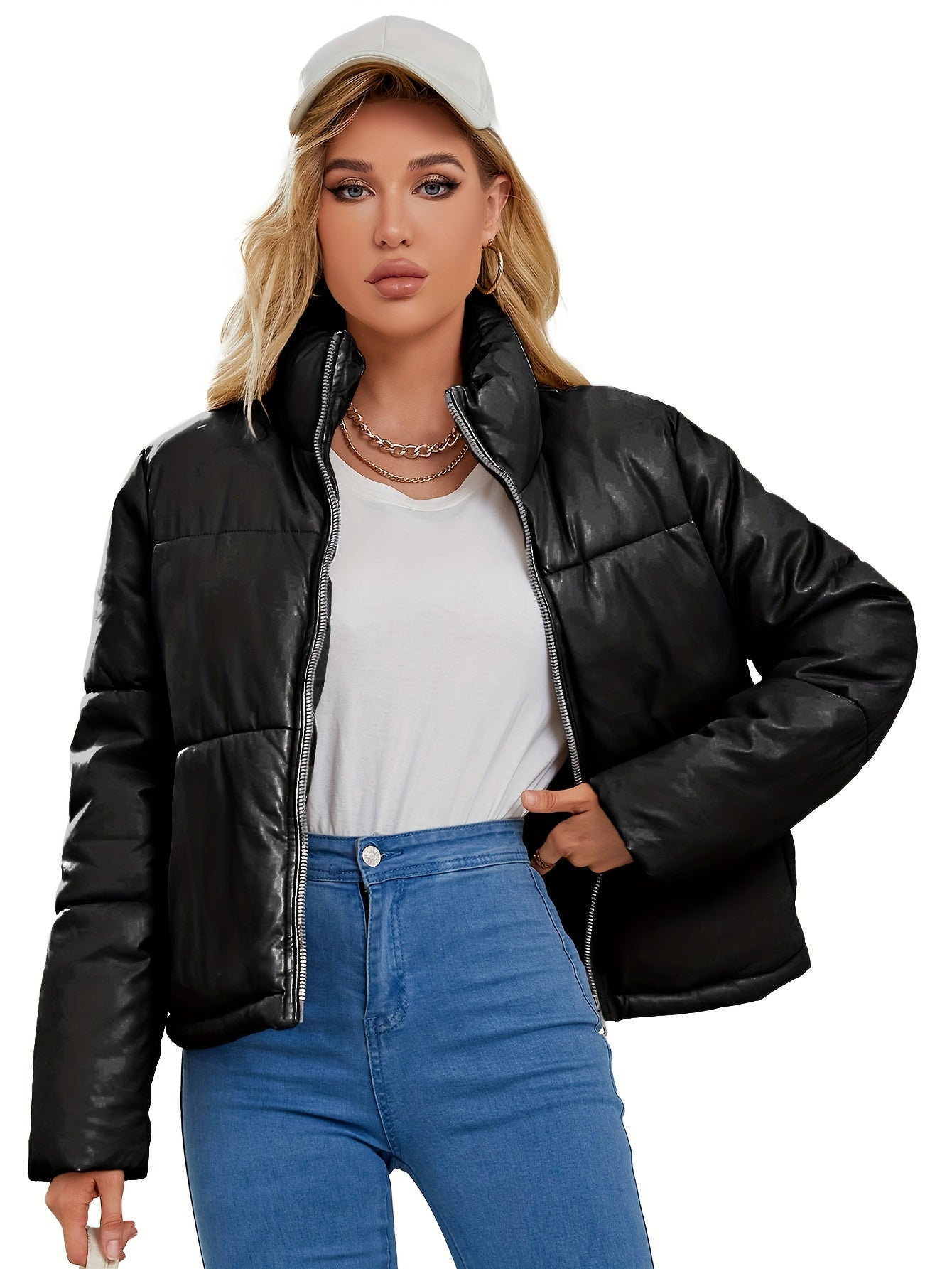WW | Steppjacke - Warm Gefütterte Winterjacke mit Reißverschluss & Stehkragen