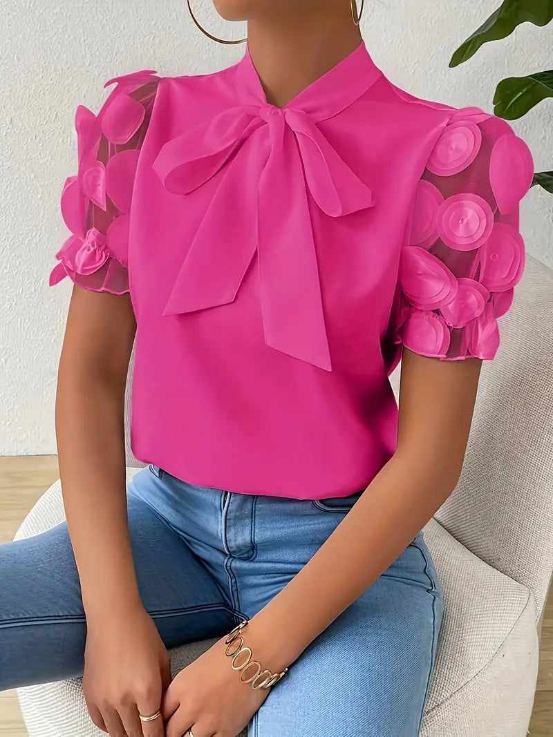WW | Blouse with sheer puff sleeves