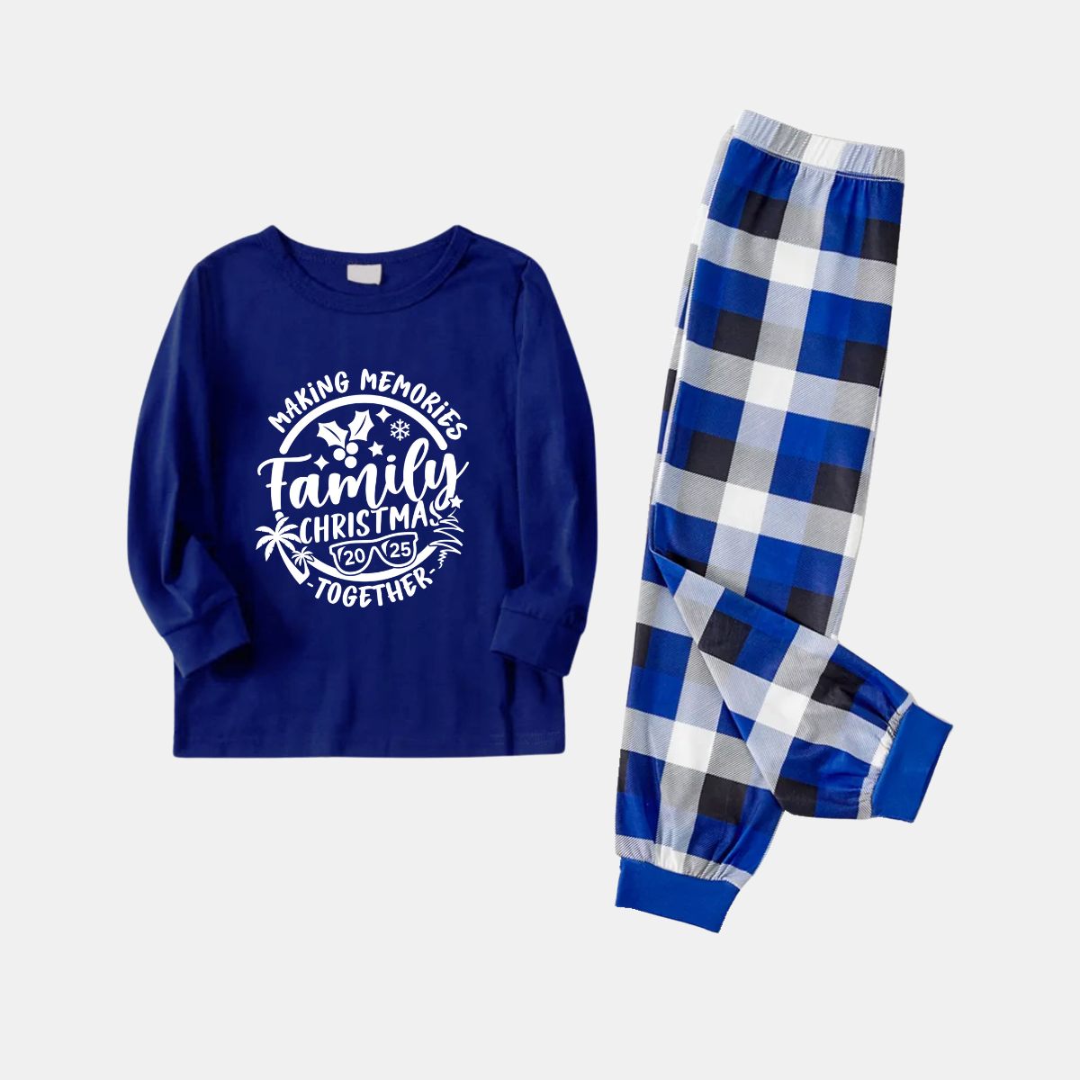 WW | Christmas Couple Blue Plaid Pajamas with Make Memories Together 2025 Print