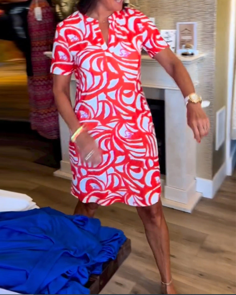 WW | Lässiges Kurzärmeliges Kleid mit Print