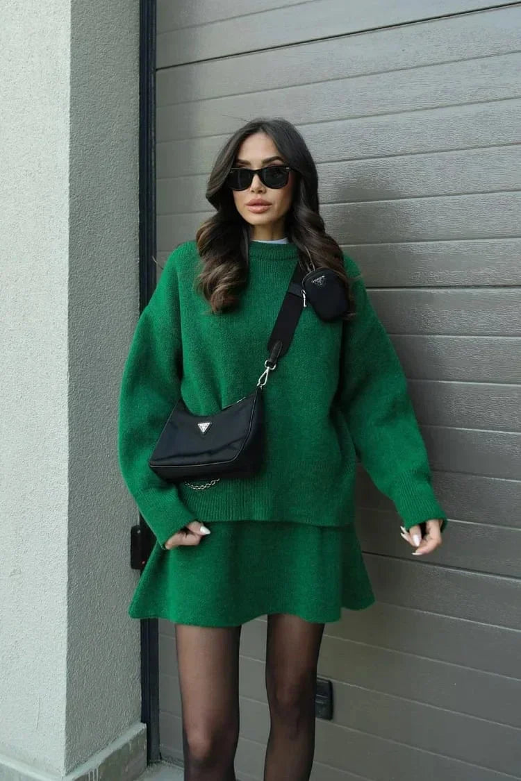 WW | Knit Two-Piece - Oversized Sweater & Mini Skirt - Autumn Outfit