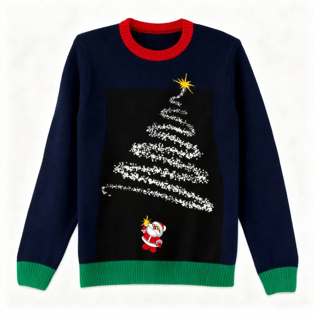 WW | Santa Print Holiday Sweater - Purposely Festive Uniqueness