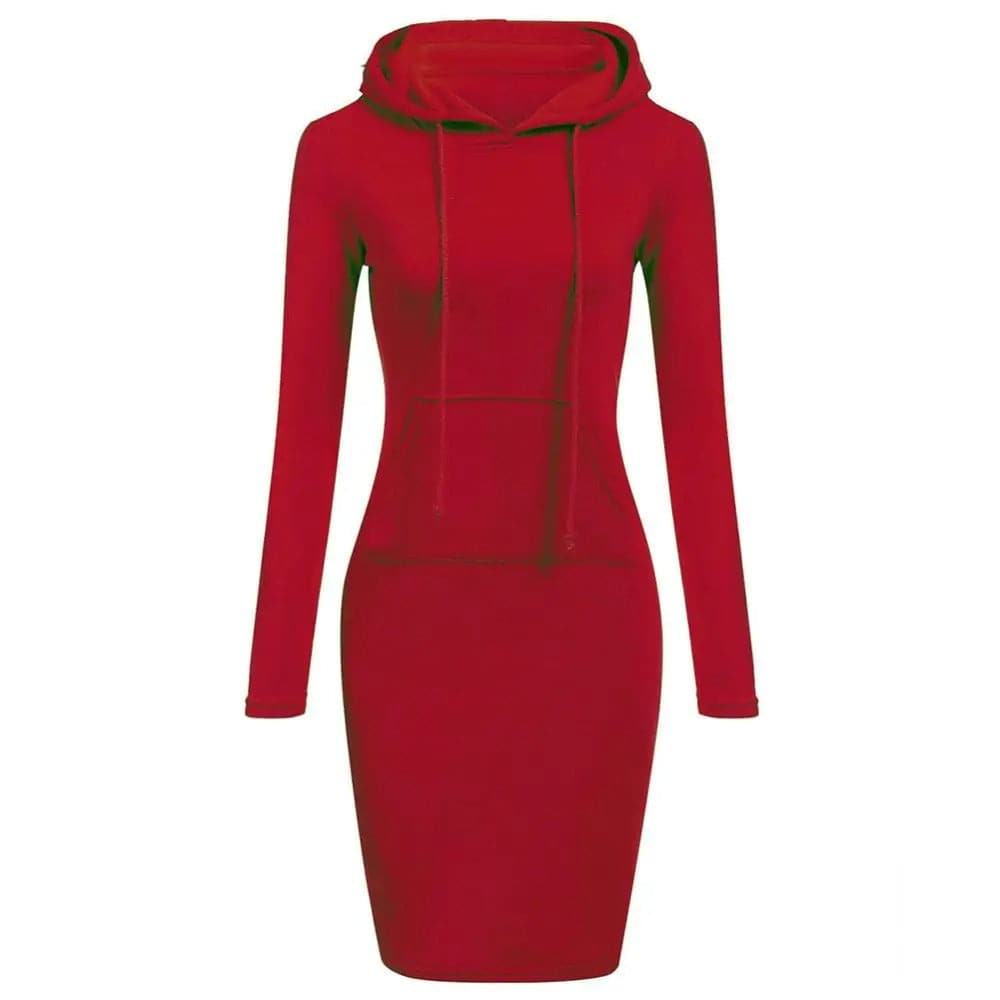 WW | Hoodie Kleid - Lange Ärmel - Verstellbare Kapuze - Kängurutasche - Slim Fit
