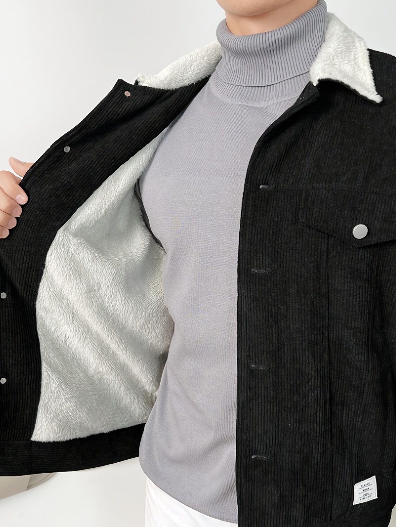 WW | Corduroy Style Winter Jacket With Collar For Men - Perfect for Outdoor Activities