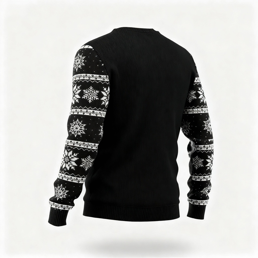WW | Verspielter Gänse Druck - Schwarzer Feiertagsikonen Pullover
