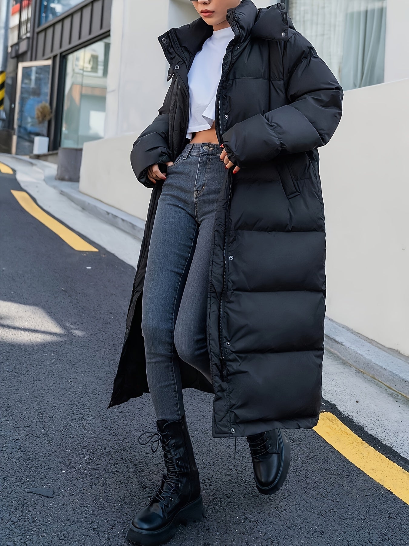 WW | Lange Fleece Puffer Winterjacke für Frauen - Ideal für Winter