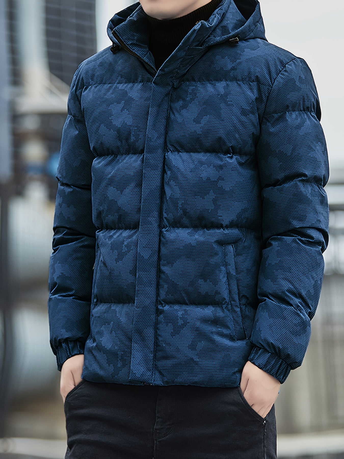WW | Cotton Zipper Padded Winter Jacket With Detachable Hood For Men - Perfect for Outdoor Activities
