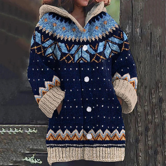 WW | Warm knit cardigan with print