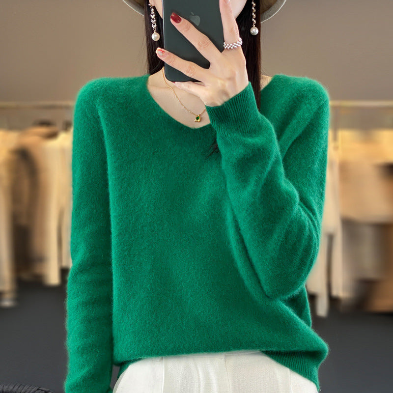 WW | Lockere Damenpullover mit V-Ausschnitt für Herbst und Winter