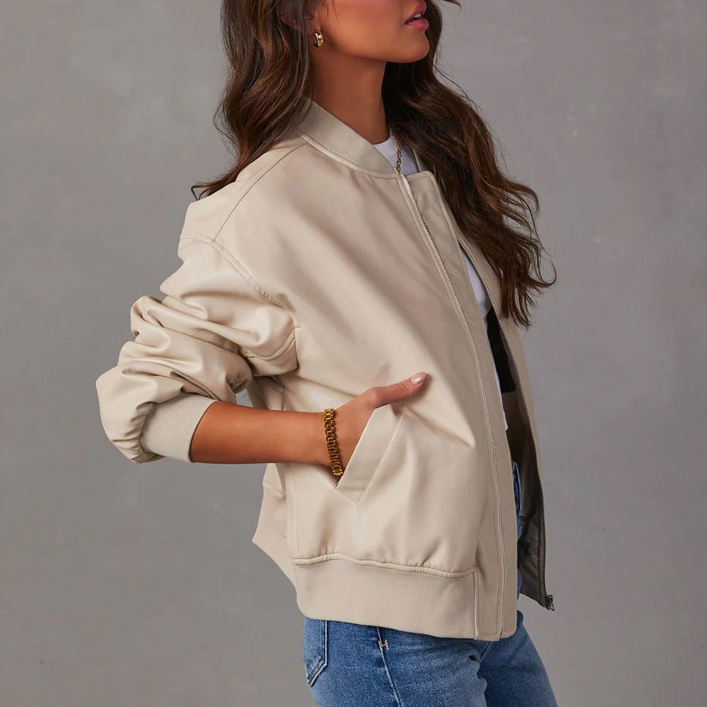 WW | Baseball uniform jacket made of leather motorcycle jacket with long dress leather jacket