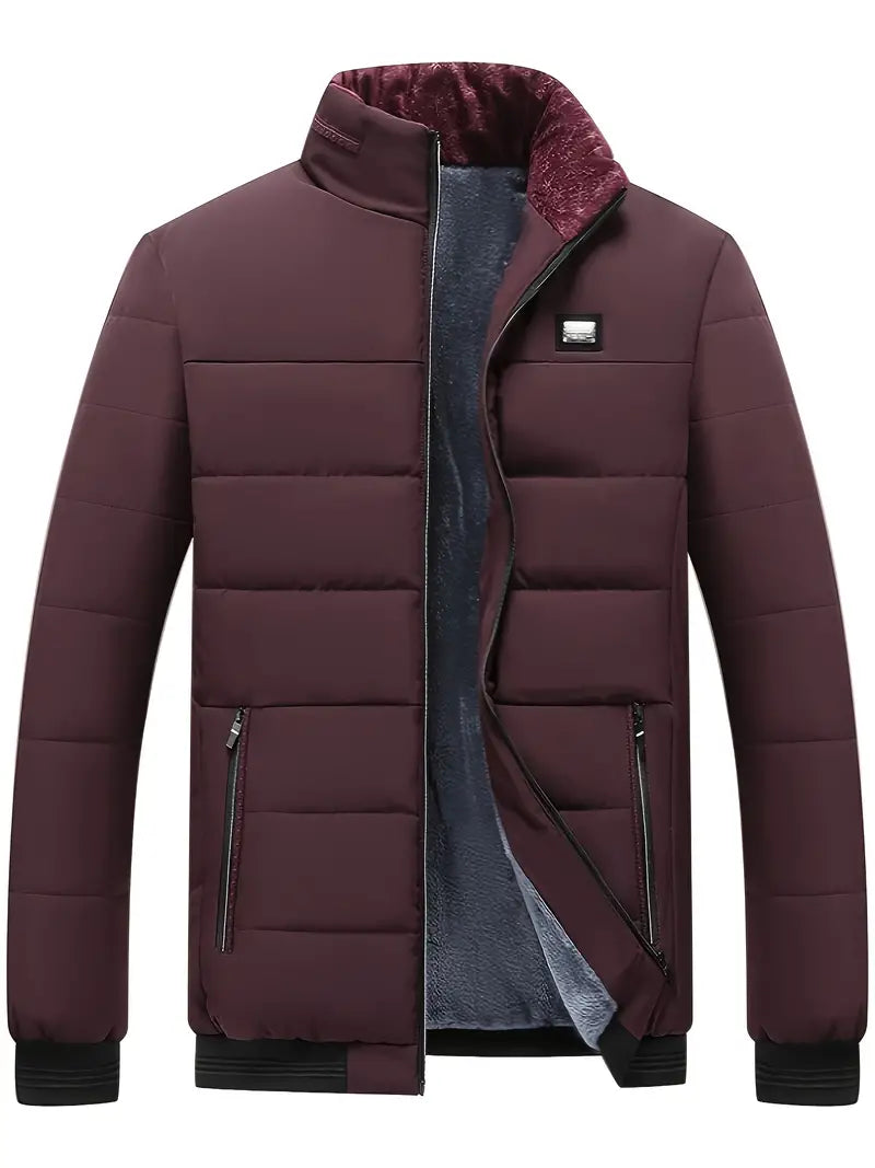 WW | fashionable men's jacket with stand-up collar - thick and warm winter coat with velvet lining
