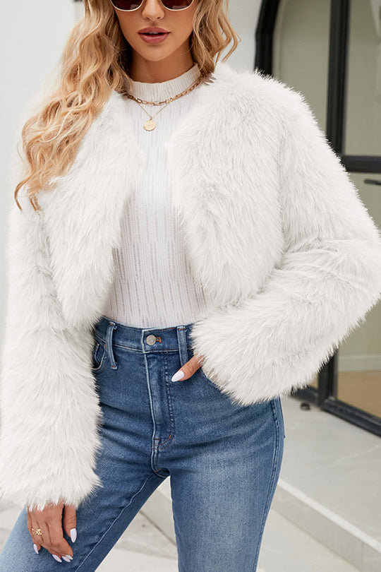 WW | Long Sleeve Short Casual Faux Fur Jacket