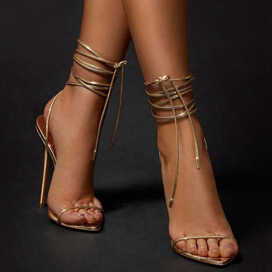 WW | Stiletto Sandalen Mit Knöchelriemen