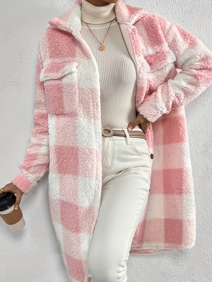 WW | Rosa karierte Fleecejacke