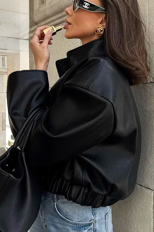 WW | Schwarze PU-Lederjacke