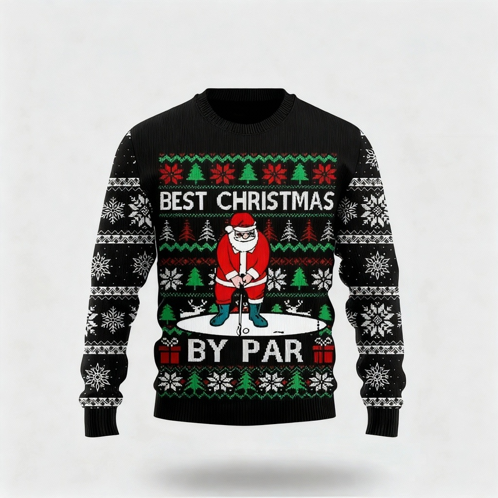 WW | Santa Claus Cartoon Design - Schwarzer Feiertagsikone Pullover