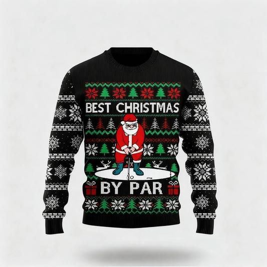 WW | Santa Claus Cartoon Design - Black Holiday Icon Pullover