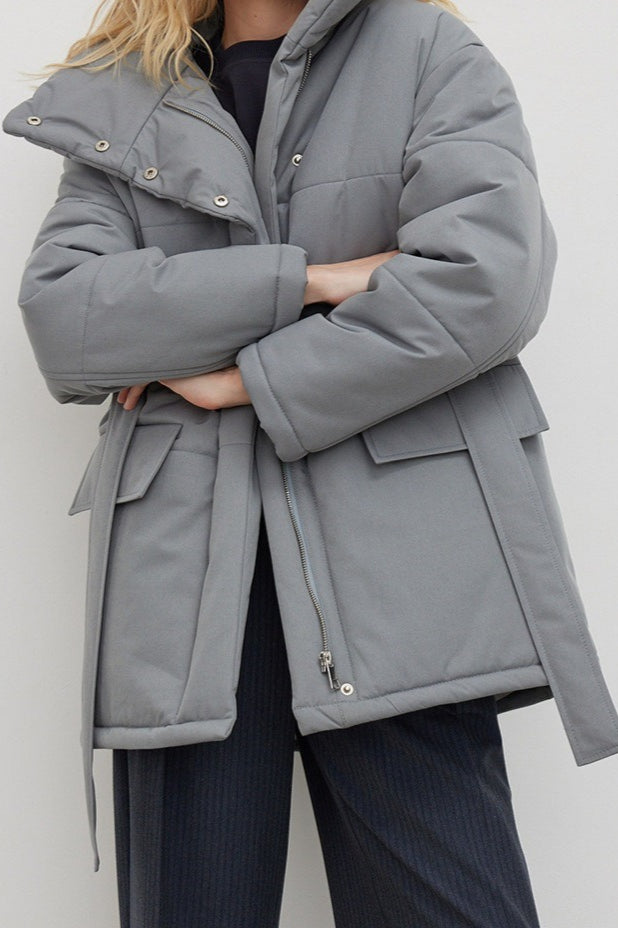 WW | Baumwolle Krawatten Taille Puffer Jacke