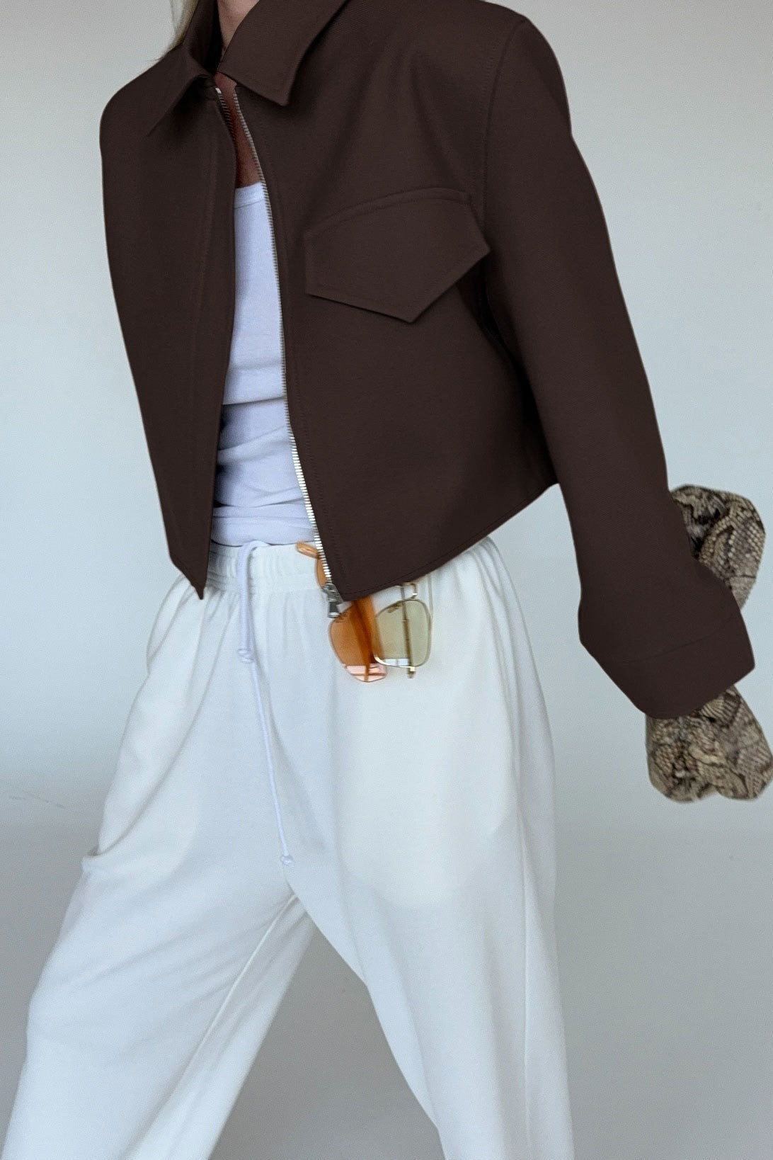 WW | Length Brown Zipper Jacket