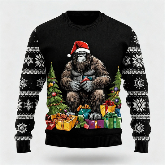 WW | Funny Animal & Christmas Gift Pattern Design - Black Holiday Icon Pullover