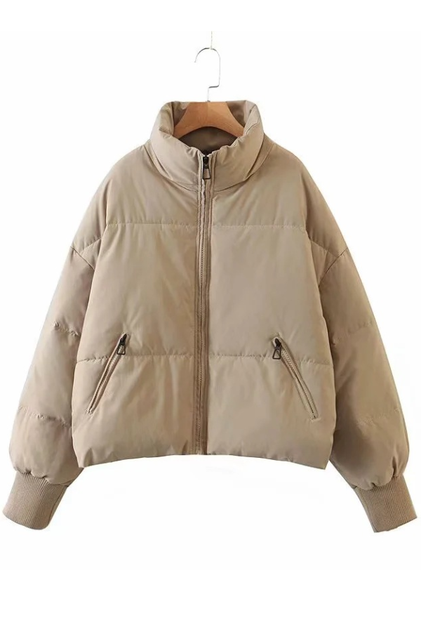 WW | Collar Zipper Pocket Thick Warm Cotton Jacket