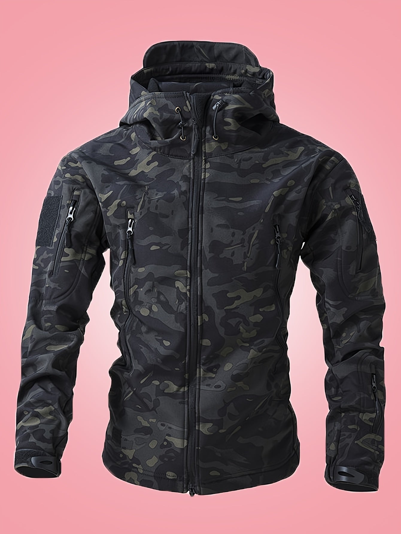 WW | Military Camouflage Windbreaker with Zipper Pockets for Men - Perfect for Outdoor Activities