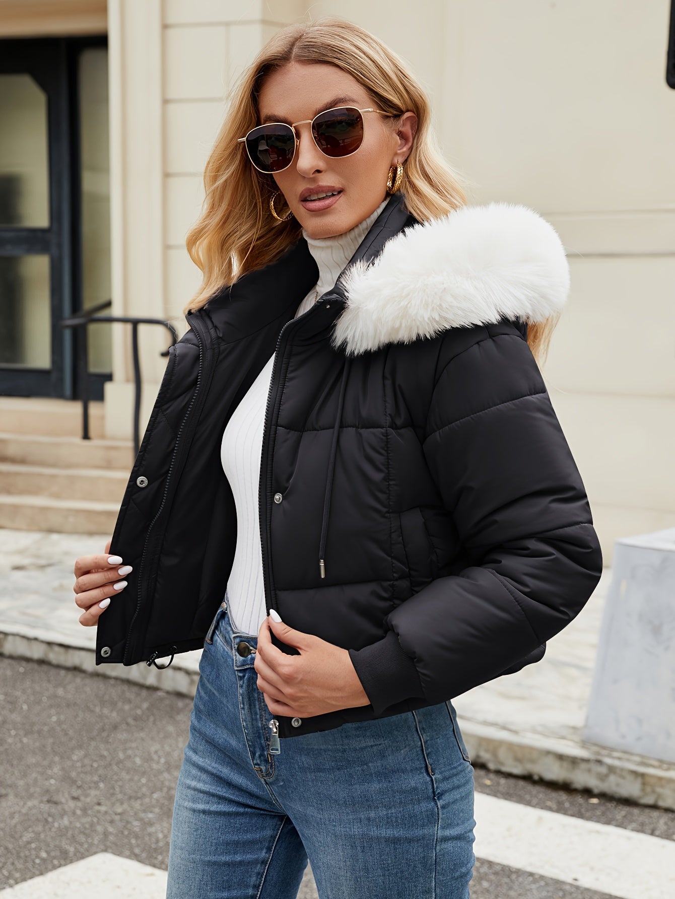 WW | Elegant and Warm Black Puffer Jacket for Winter